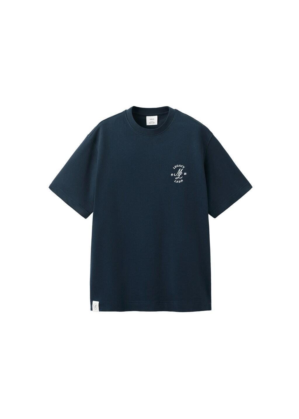 Navy Heavyweight Graphic Embroidered T-Shirt, Navy, large image number 6