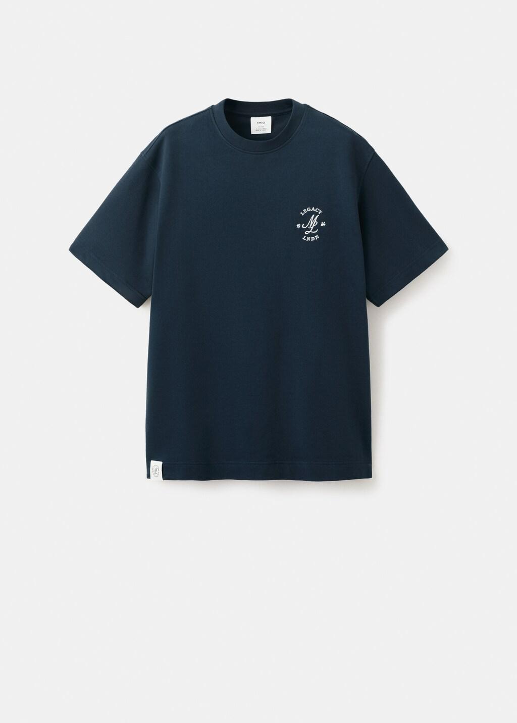 Navy Heavyweight Graphic Embroidered T-Shirt, Navy, large image number 7