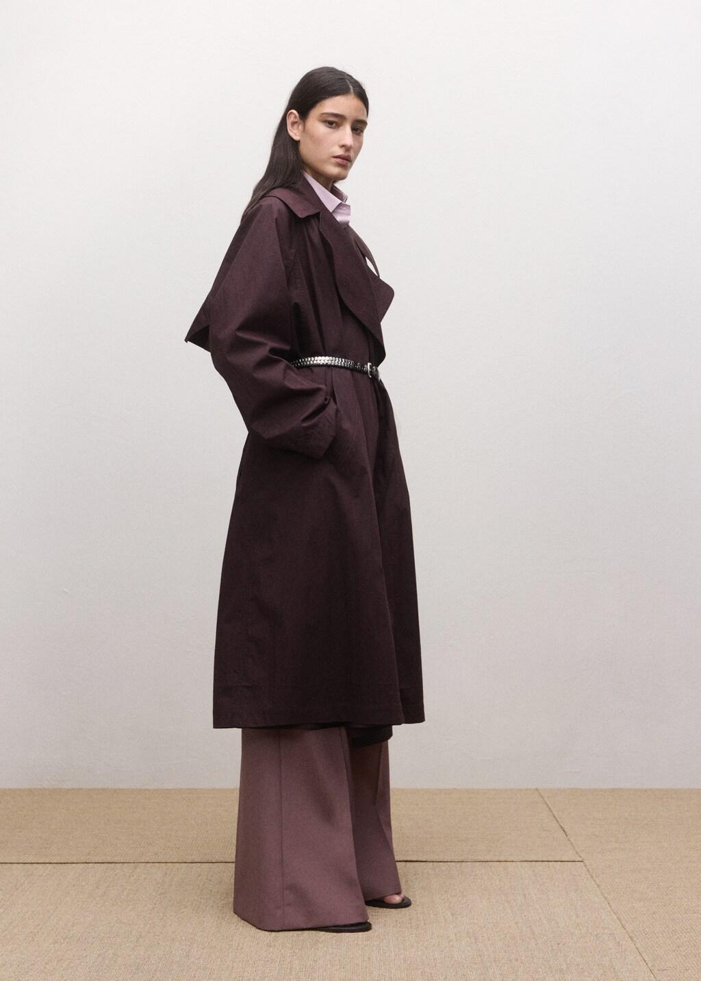 Brown Stud Leather Belt, Dark Brown, large image number 0