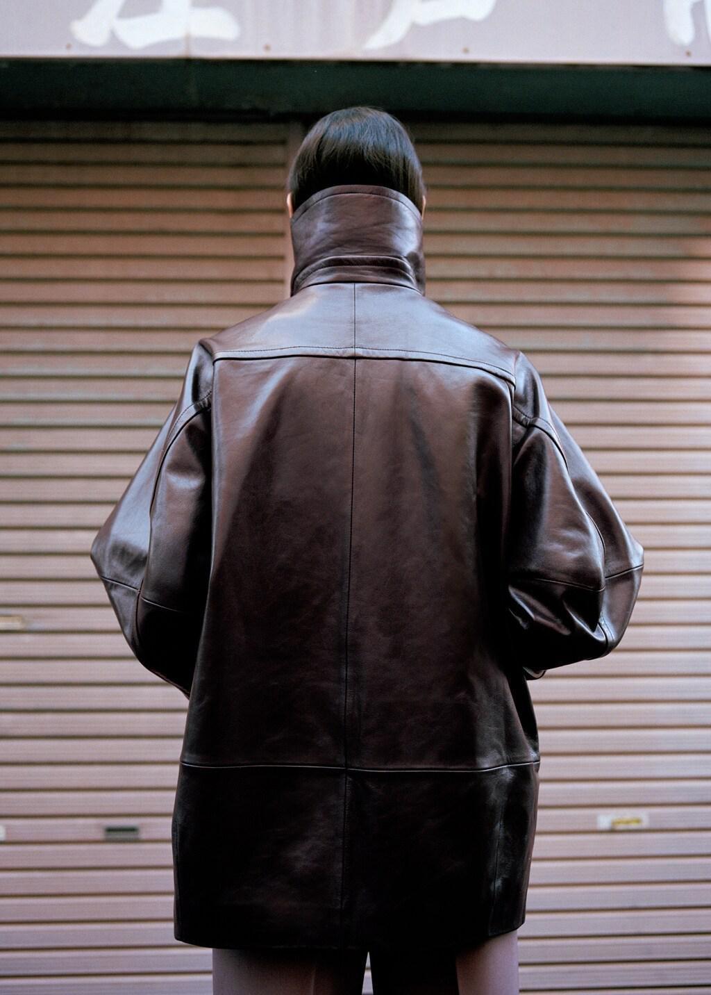 Red Oversized Funnel Neck Fur Coat, Dark Red, medium