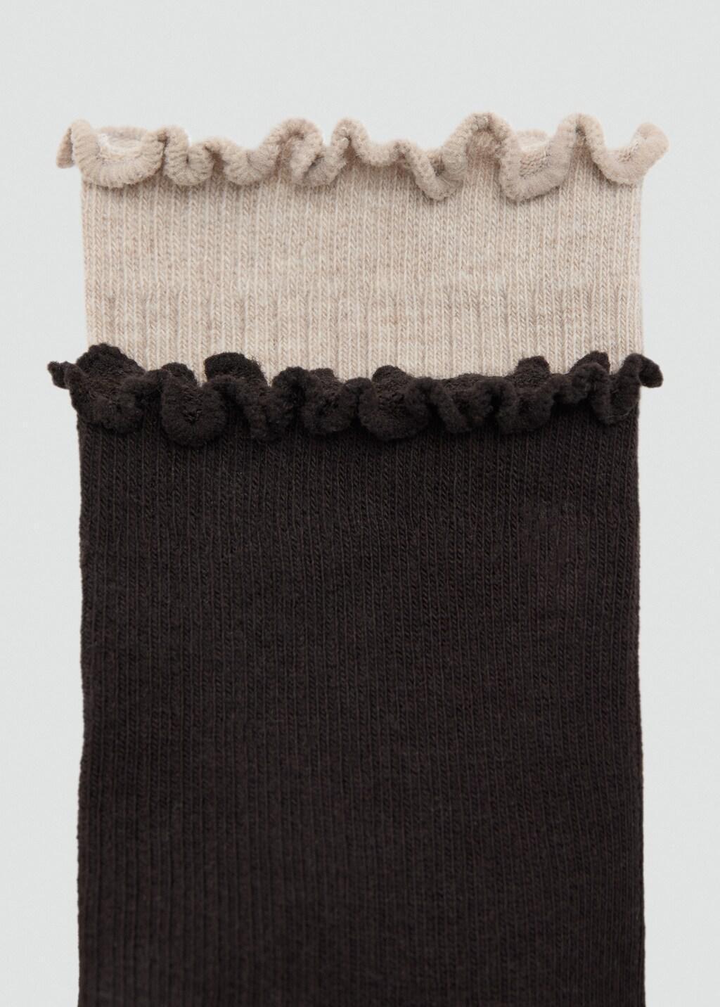 Brown Pack Of 2 Ribbed Cotton Socks, 0201_32, large image number 0