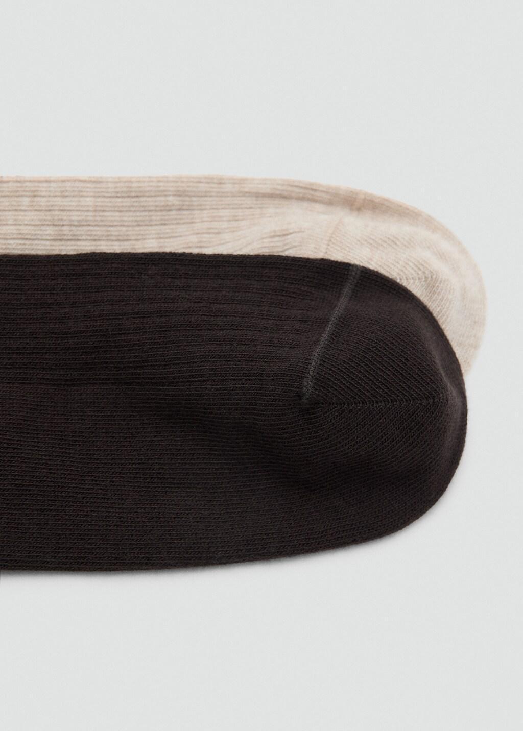 Brown Pack Of 2 Ribbed Cotton Socks, 0201_32, medium