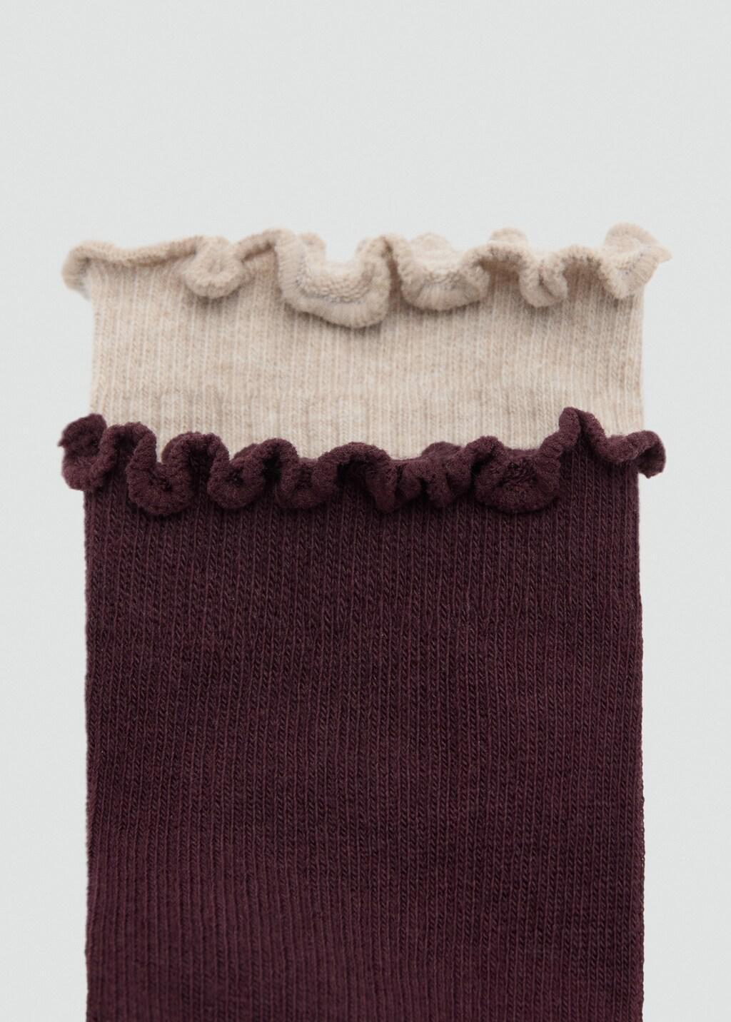 Red Pack Of 2 Ribbed Cotton Socks, Dark Red, medium