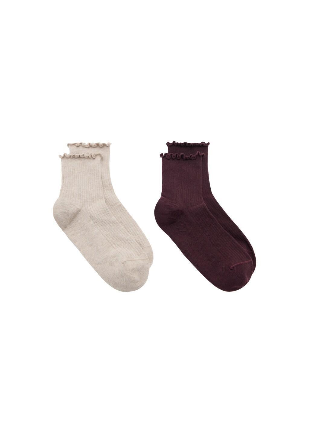 Red Pack Of 2 Ribbed Cotton Socks, Dark Red, medium