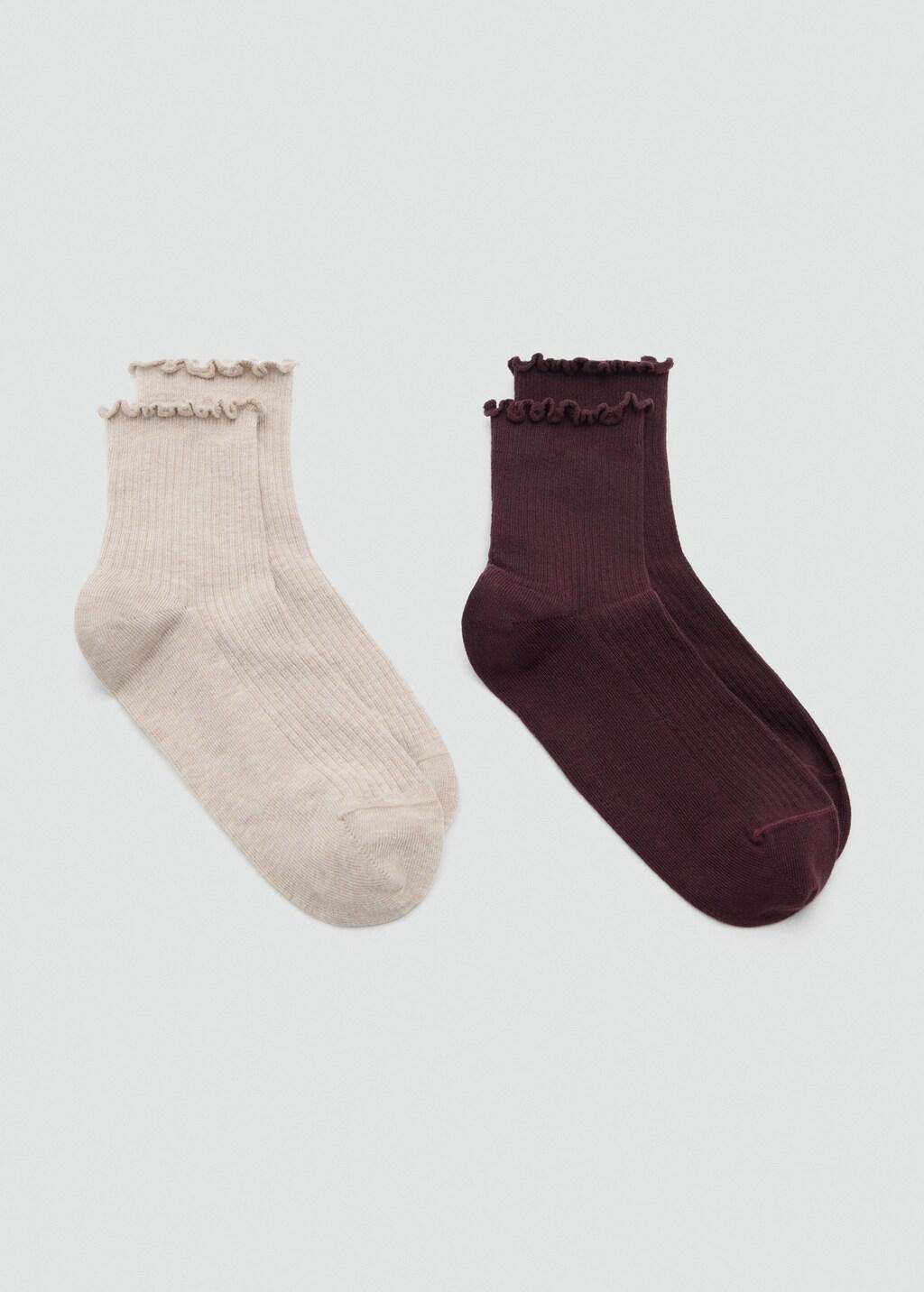 Red Pack Of 2 Ribbed Cotton Socks, Dark Red, large image number 3