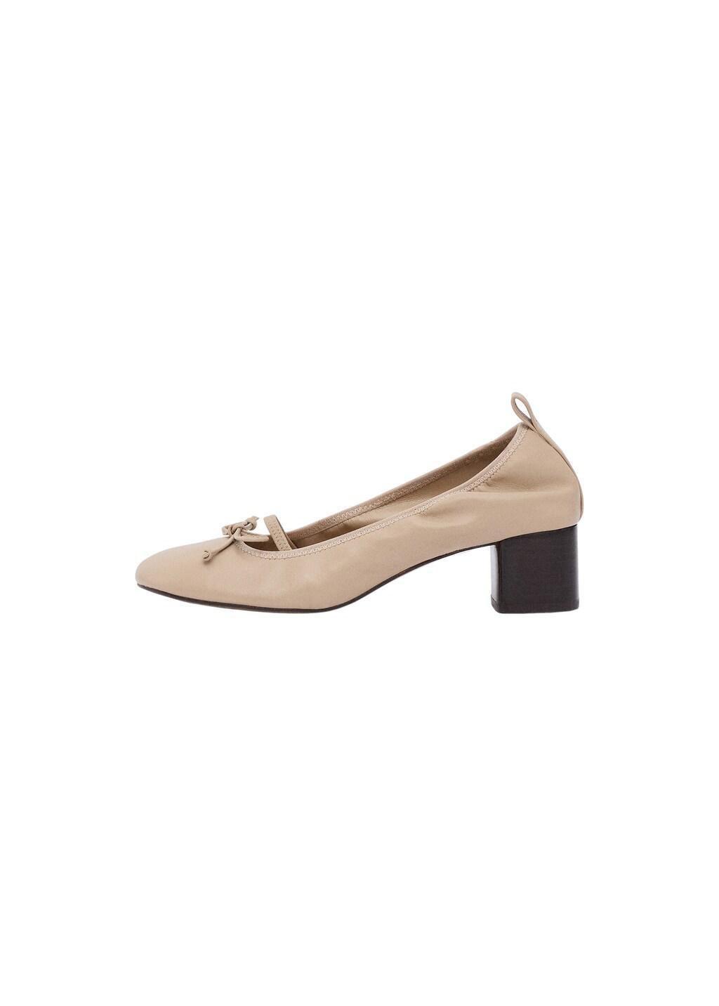 Beige Block Heel Ballerina Shoe, Light Beige, large image number 3