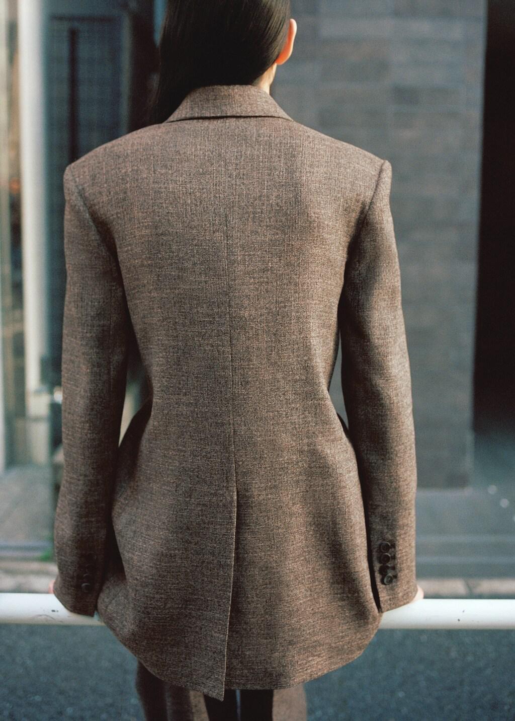 DARK BROWN Herringbone double-breasted suit blazer, Dark Brown, large image number 2