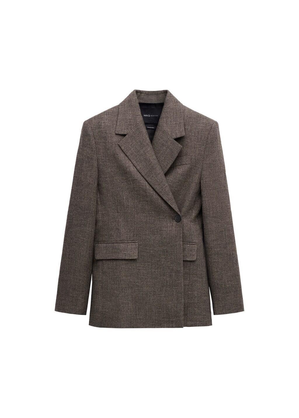 DARK BROWN Herringbone double-breasted suit blazer, Dark Brown, large image number 5