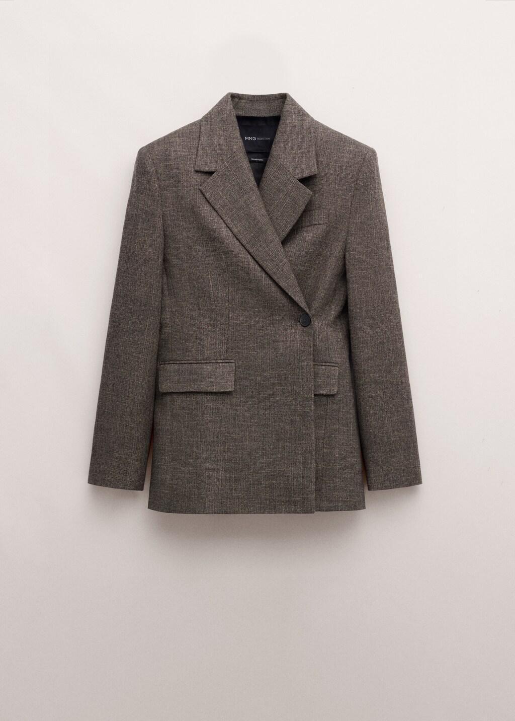 DARK BROWN Herringbone double-breasted suit blazer, Dark Brown, large image number 6