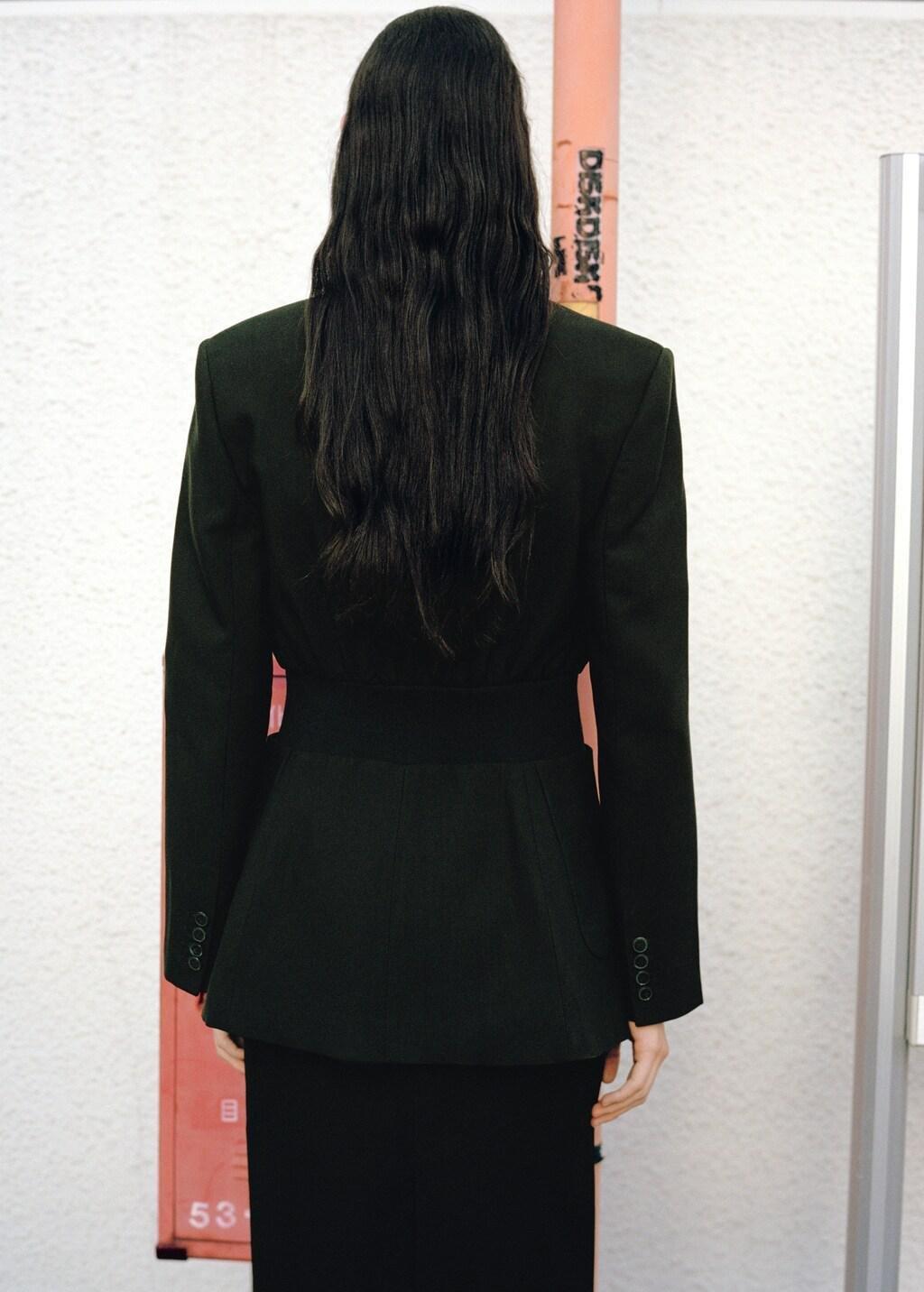 Black Fitted Lyocell Jacket, Black, large image number 2