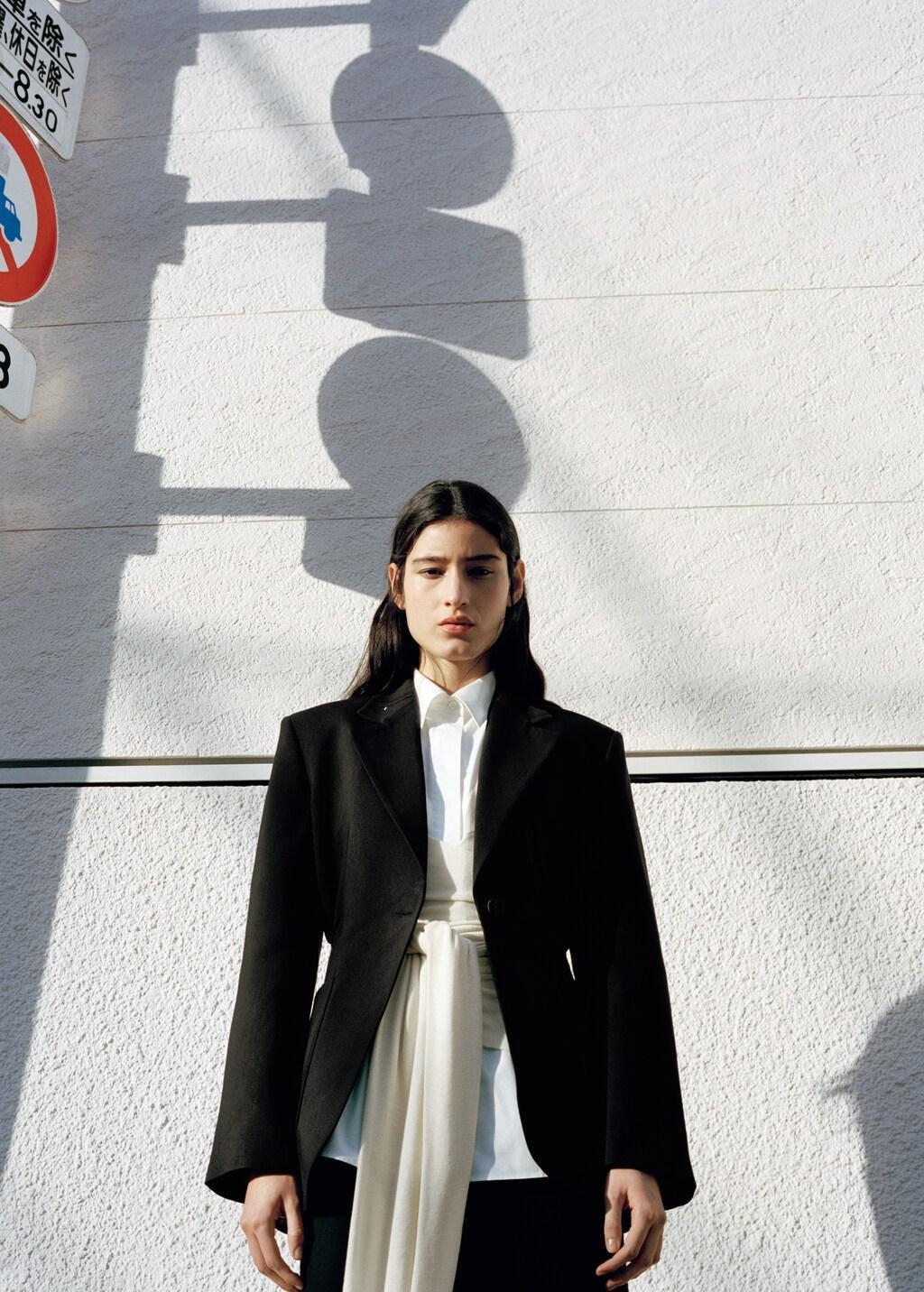 Black Fitted Lyocell Jacket, Black, large image number 3