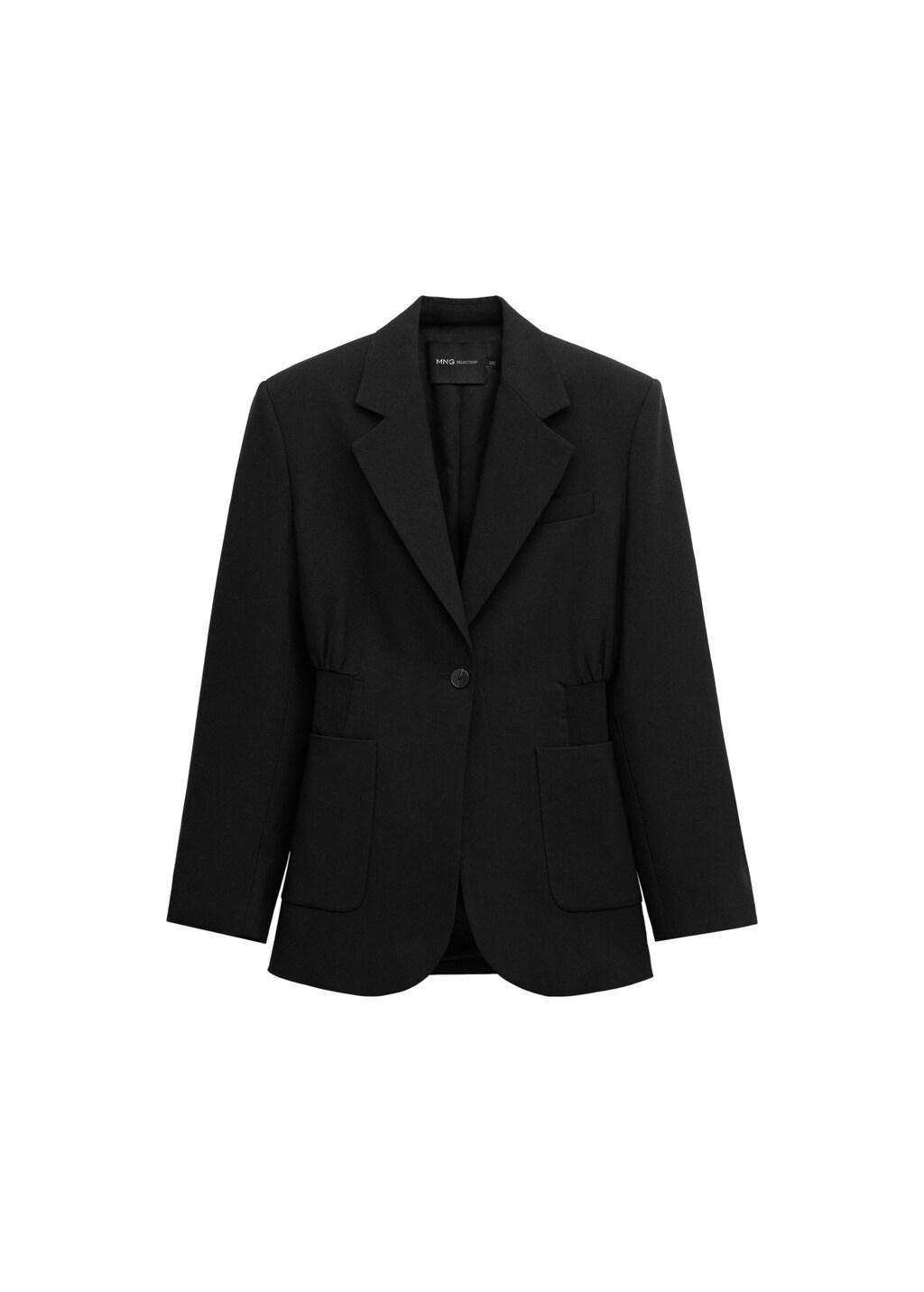 Black Fitted Lyocell Jacket, Black, large image number 6