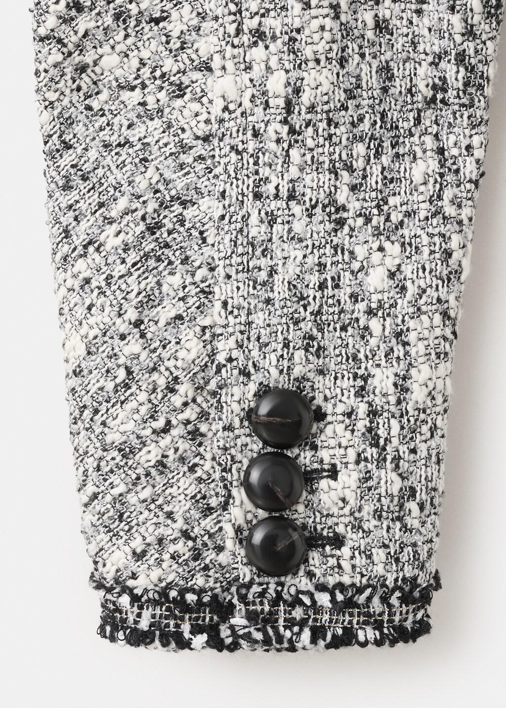 Black Tweed Jacket With Frayed Ends, Black, large image number 5