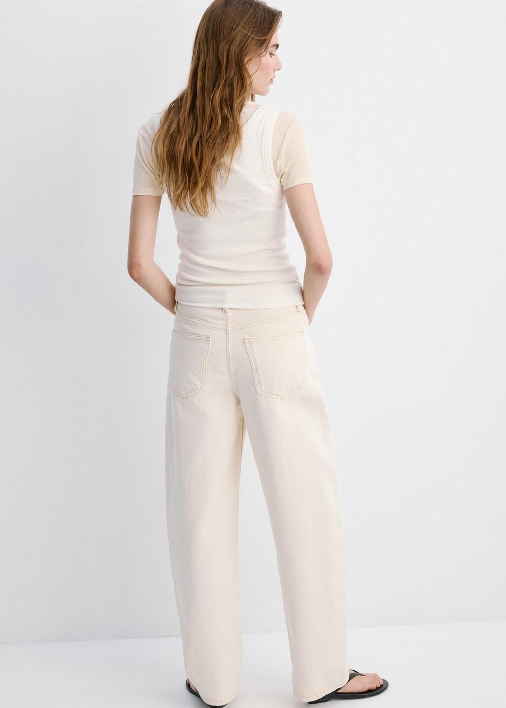 White High-Waisted Barrel Jeans, Natural White, medium
