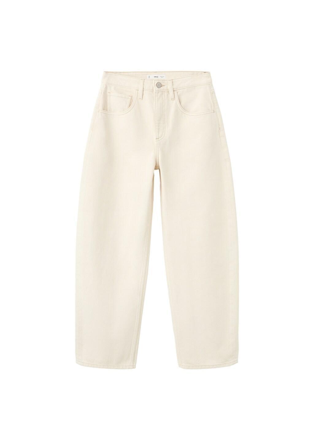 White High-Waisted Barrel Jeans, Natural White, large image number 6