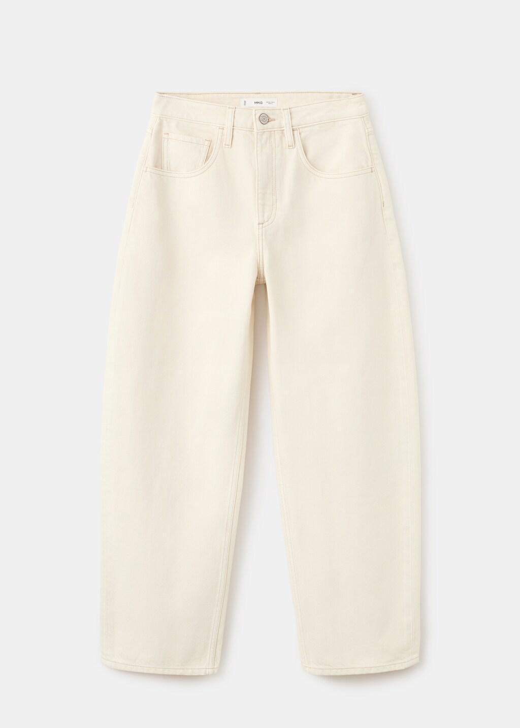 White High-Waisted Barrel Jeans, Natural White, large image number 7