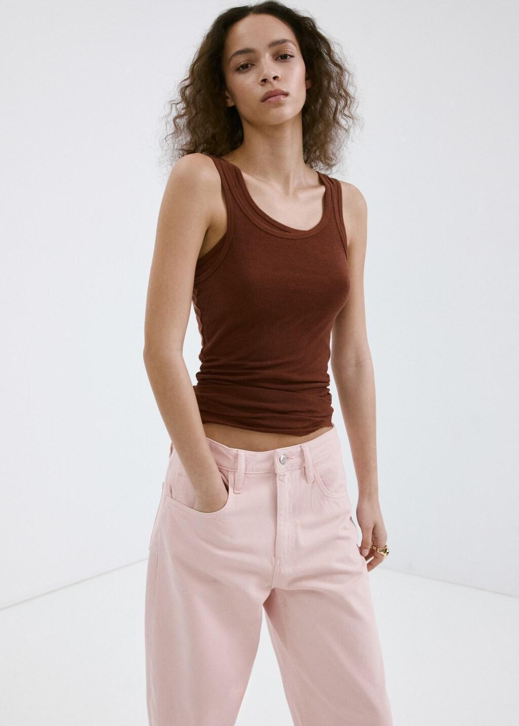 Pink High-Waisted Barrel Jeans, Pink, large image number 4