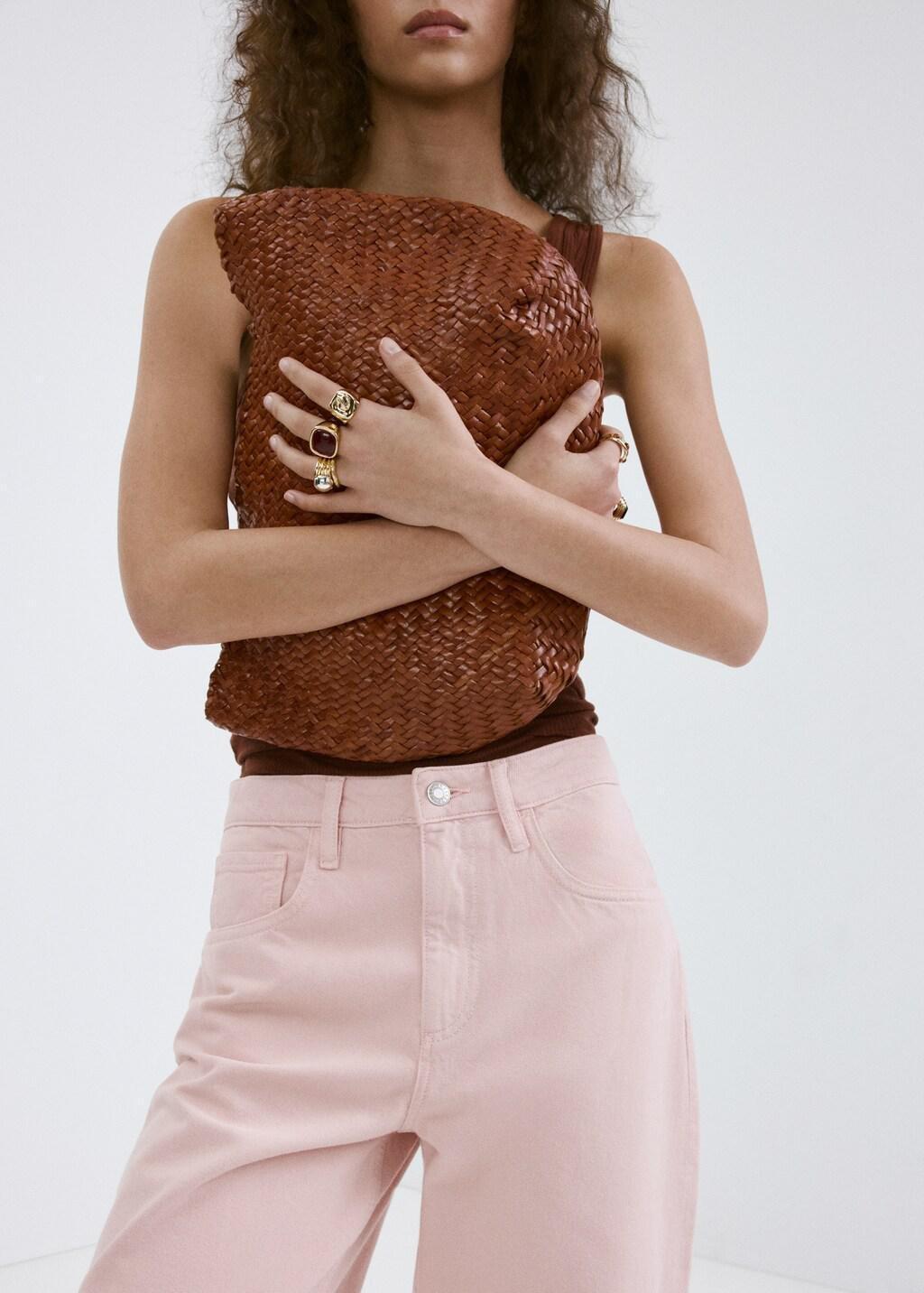 Pink High-Waisted Barrel Jeans, Pink, large image number 6