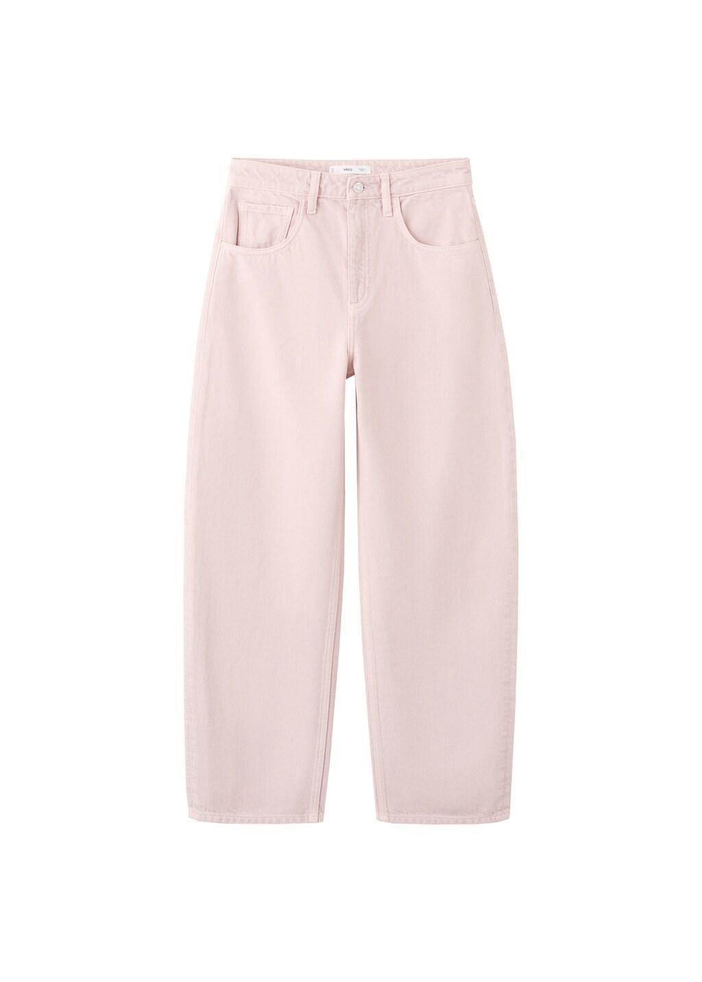 Pink High-Waisted Barrel Jeans, Pink, large image number 7
