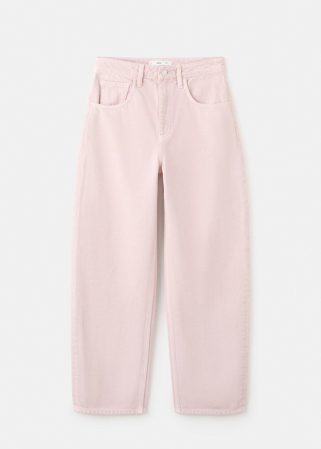 Pink High-Waisted Barrel Jeans, Pink, large image number 8