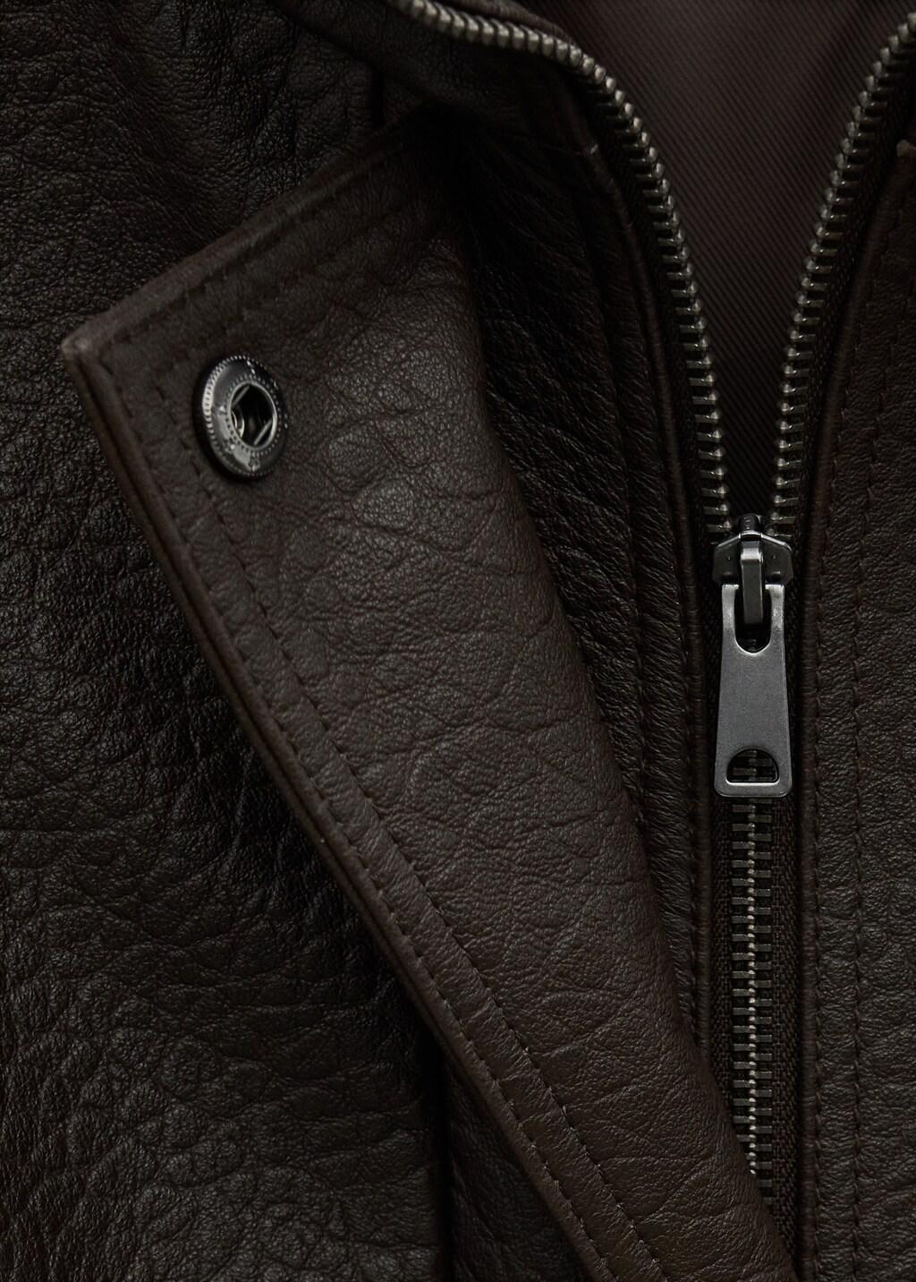 BROWN 100% leather oversized jacket, Brown, medium