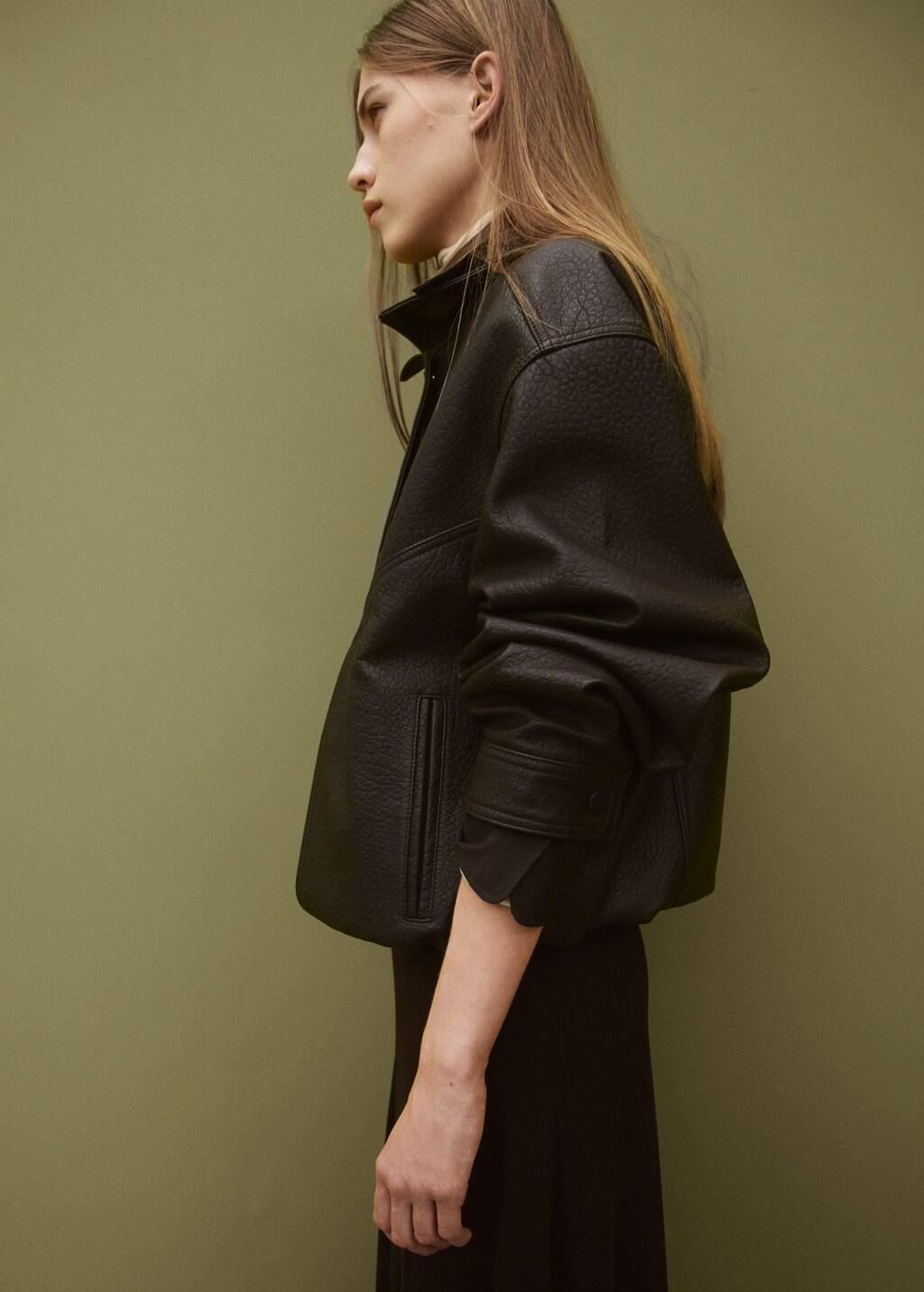 BROWN 100% leather oversized jacket, Brown, large image number 4