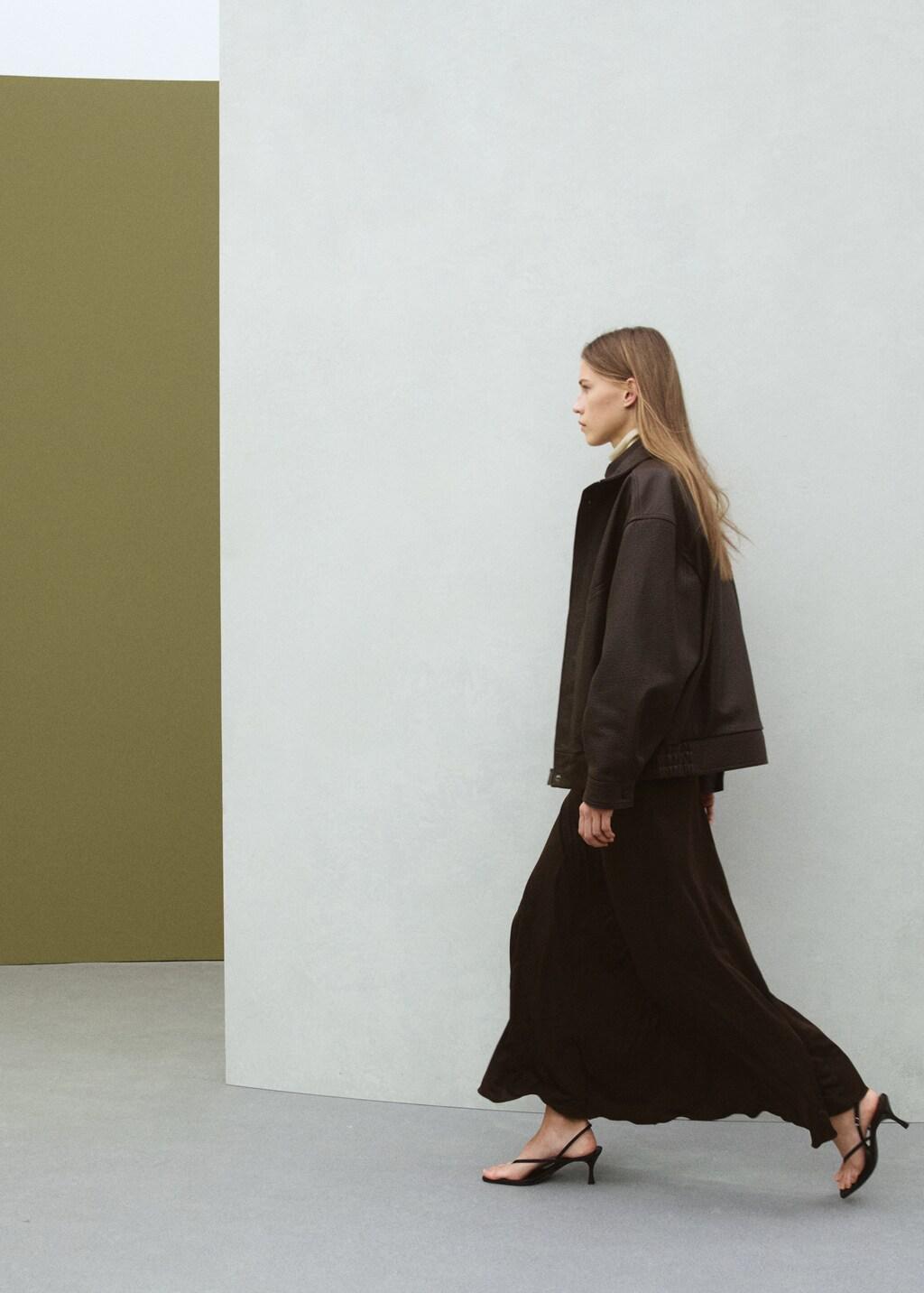 BROWN 100% leather oversized jacket, Brown, large image number 6