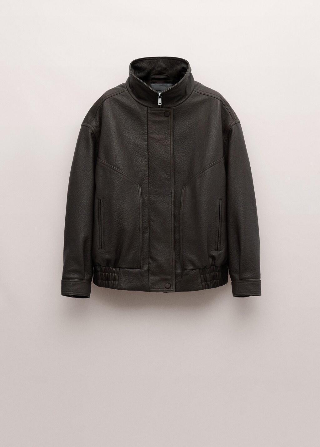 BROWN 100% leather oversized jacket, Brown, large image number 8