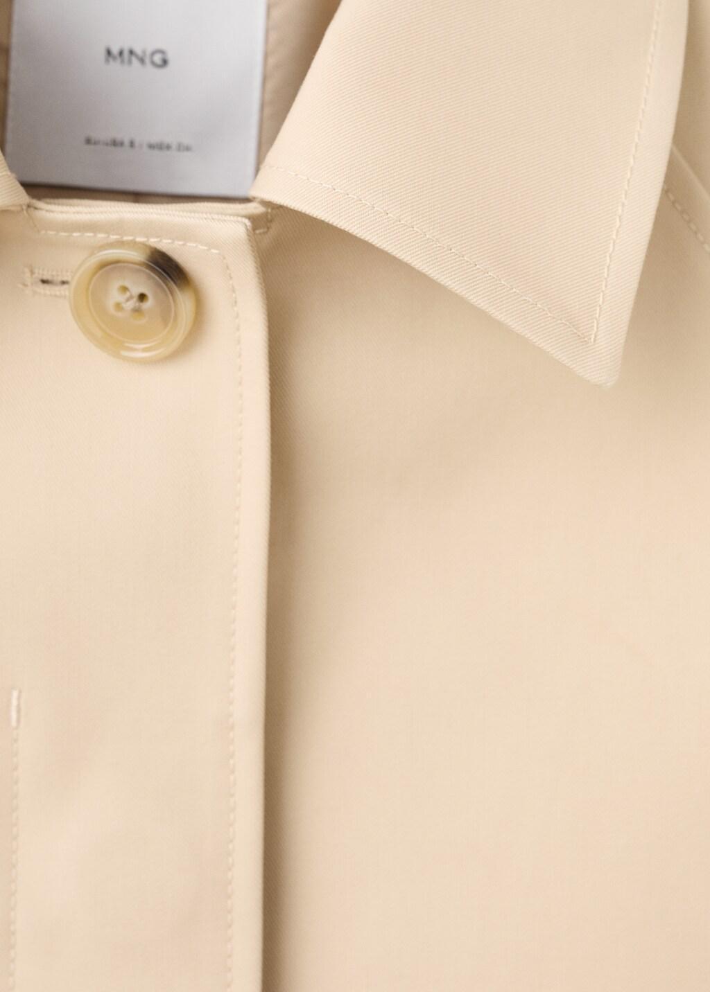 Beige Oversized Short Trench, Light Beige, large image number 1