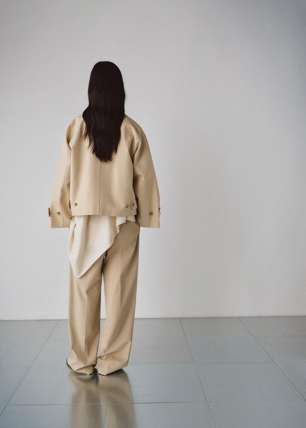 Beige Oversized Short Trench, Light Beige, large image number 2