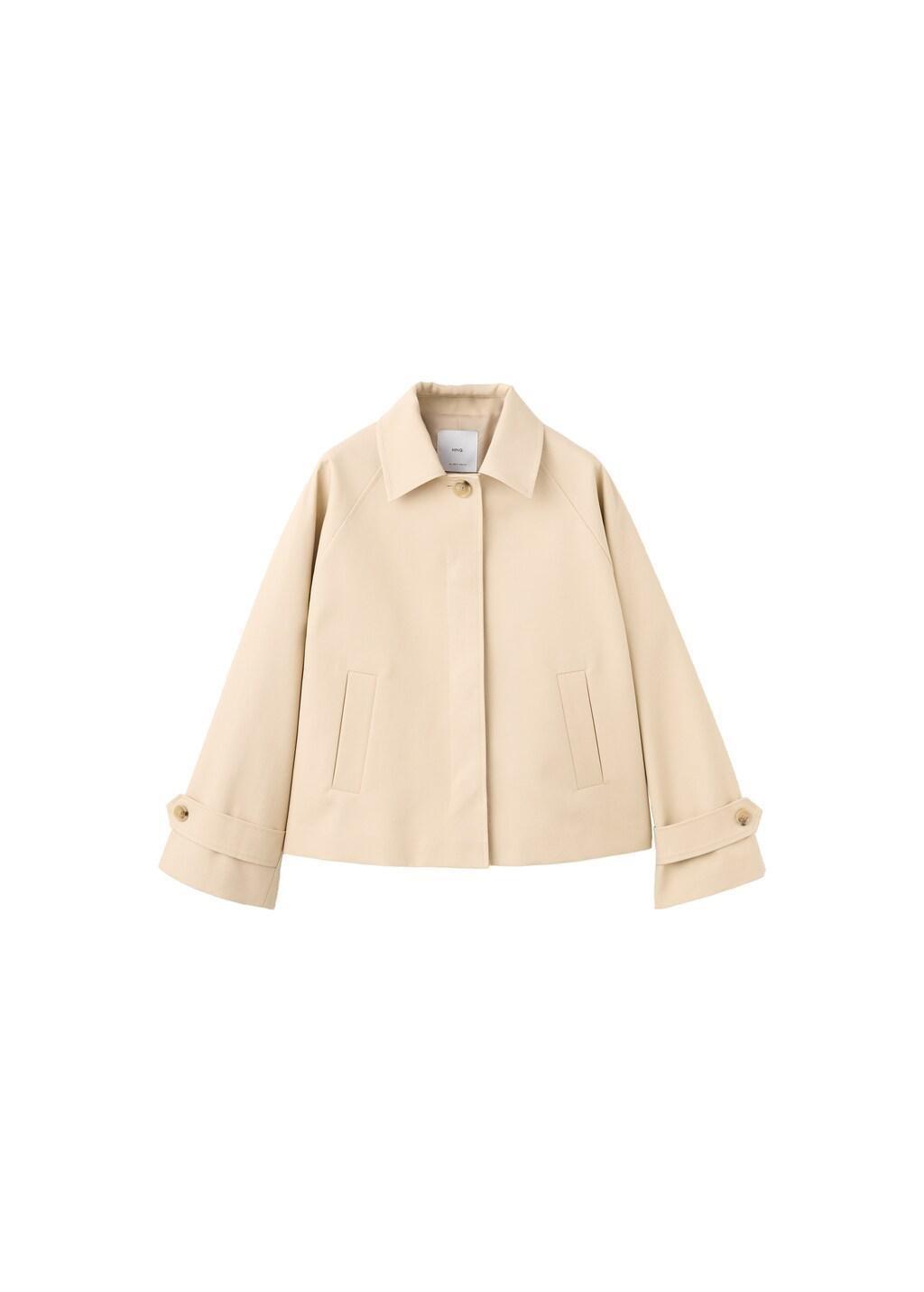 Beige Oversized Short Trench, Light Beige, large image number 6