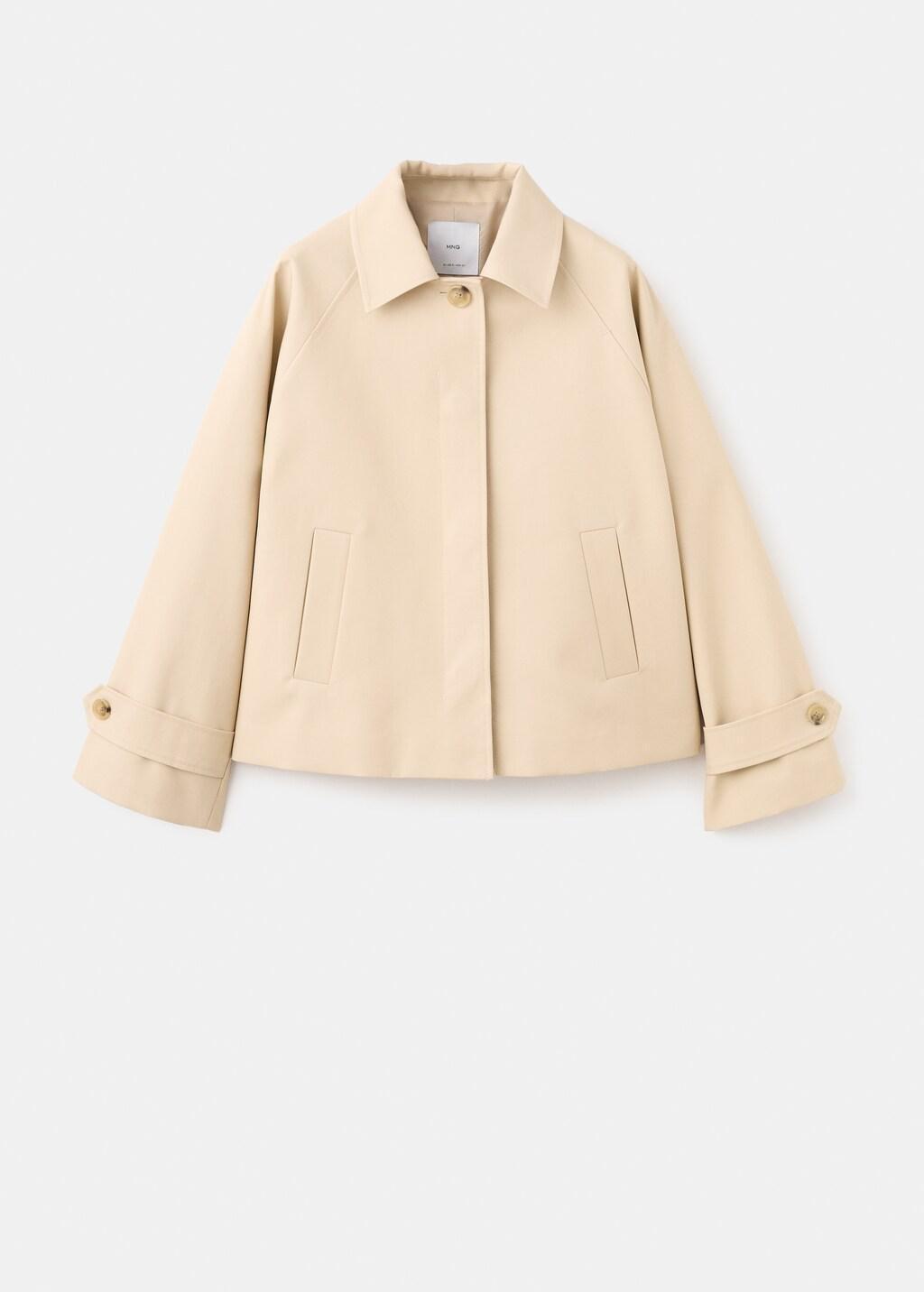 Beige Oversized Short Trench, Light Beige, large image number 7