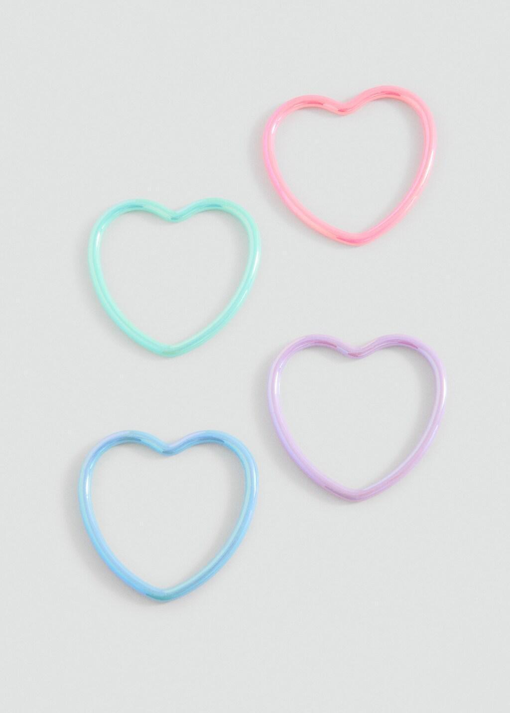 Pink Pack Of 4 Heart Bracelets, Kids Girl, Pink, medium