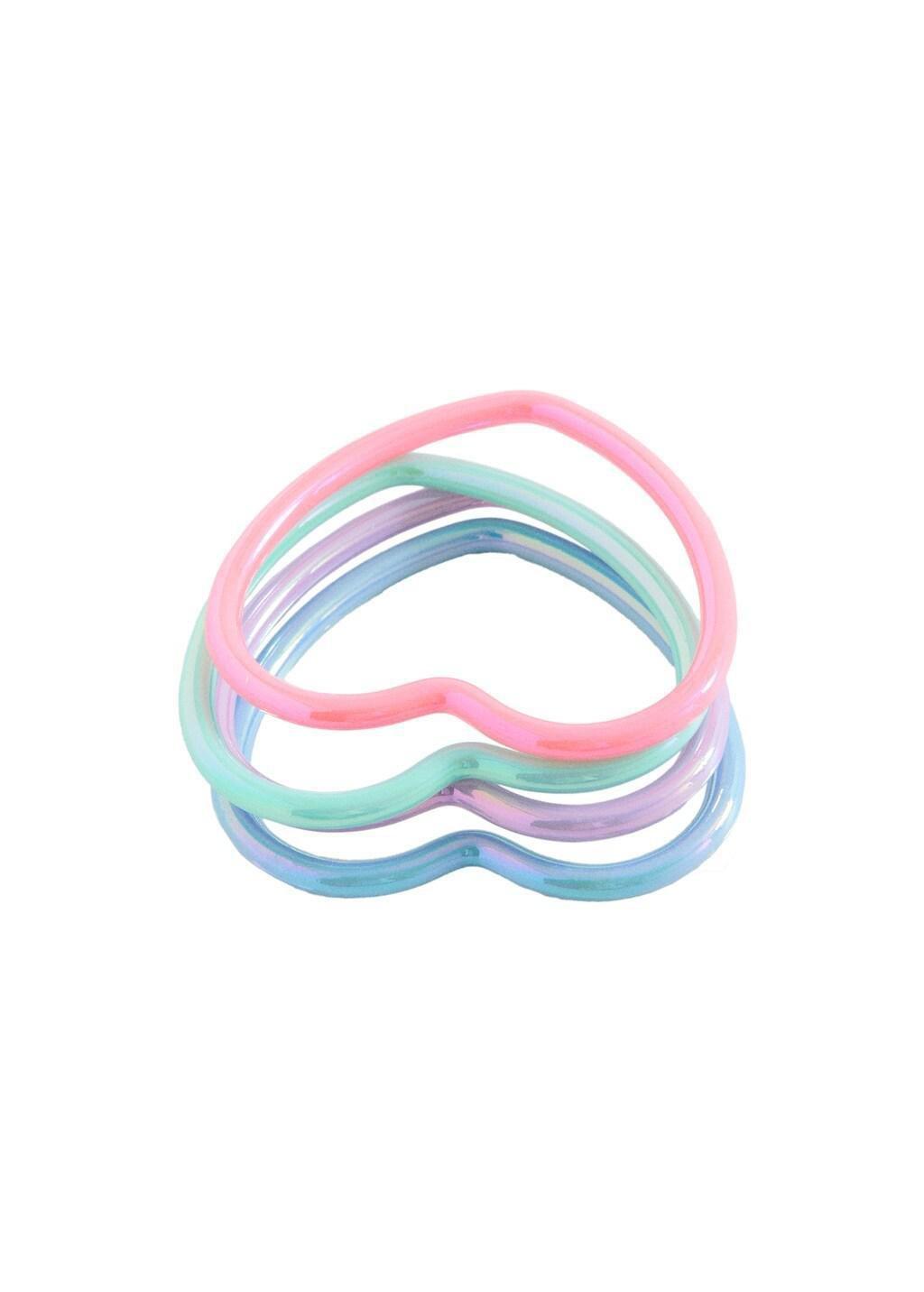 Pink Pack Of 4 Heart Bracelets, Kids Girl, Pink, medium