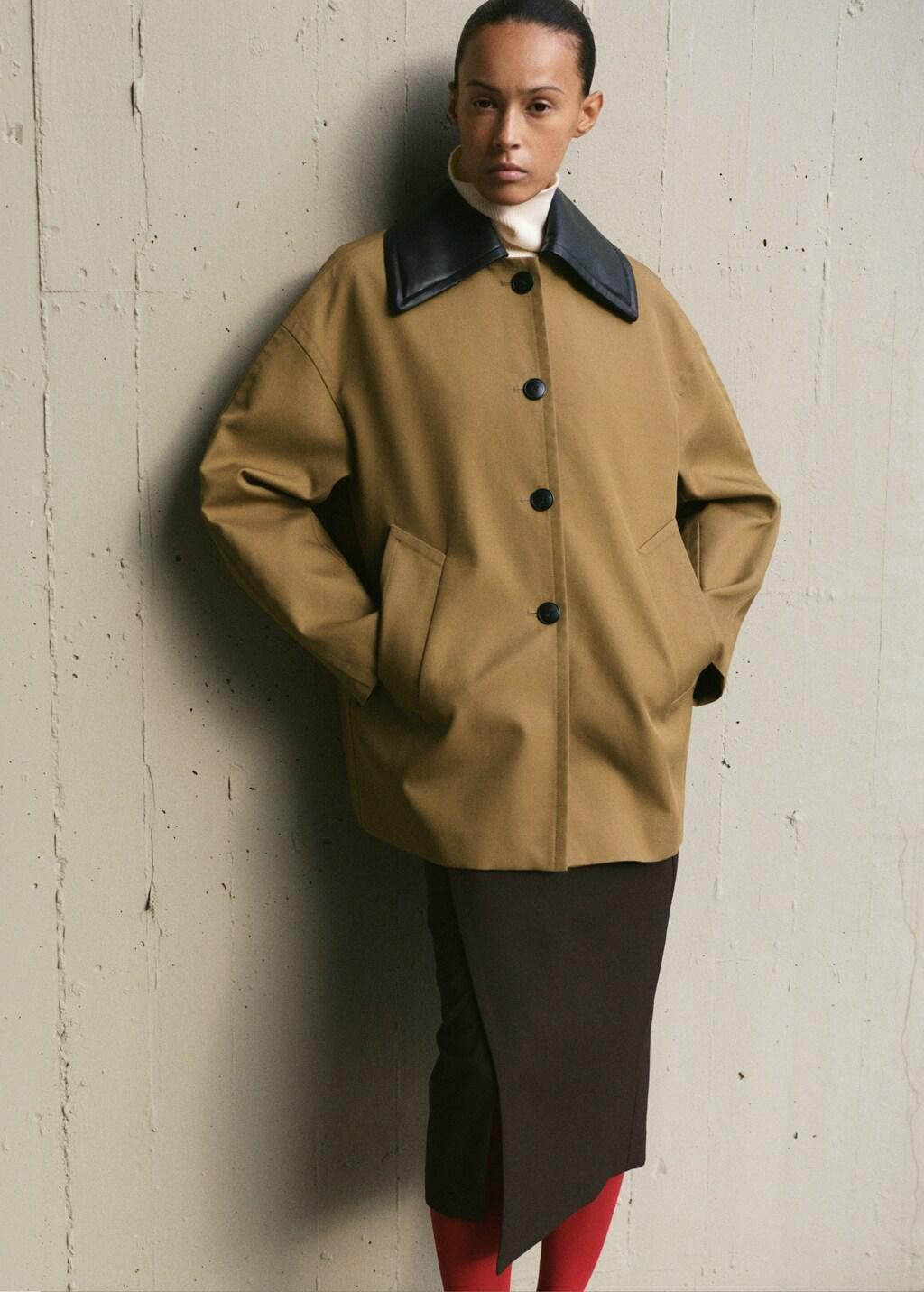 Brown Faux Leather Effect Trench Coat, Medium Brown, large image number 3