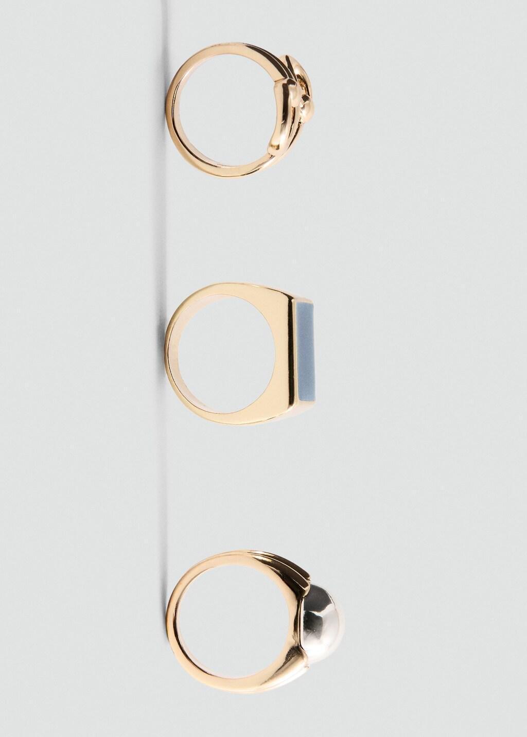 Gold Combined Ring 3 Set, Gold, medium