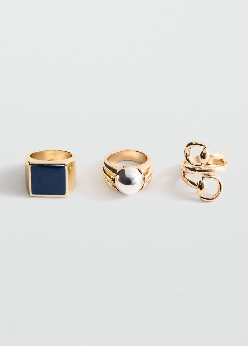 Gold Combined Ring 3 Set, Gold, large image number 4