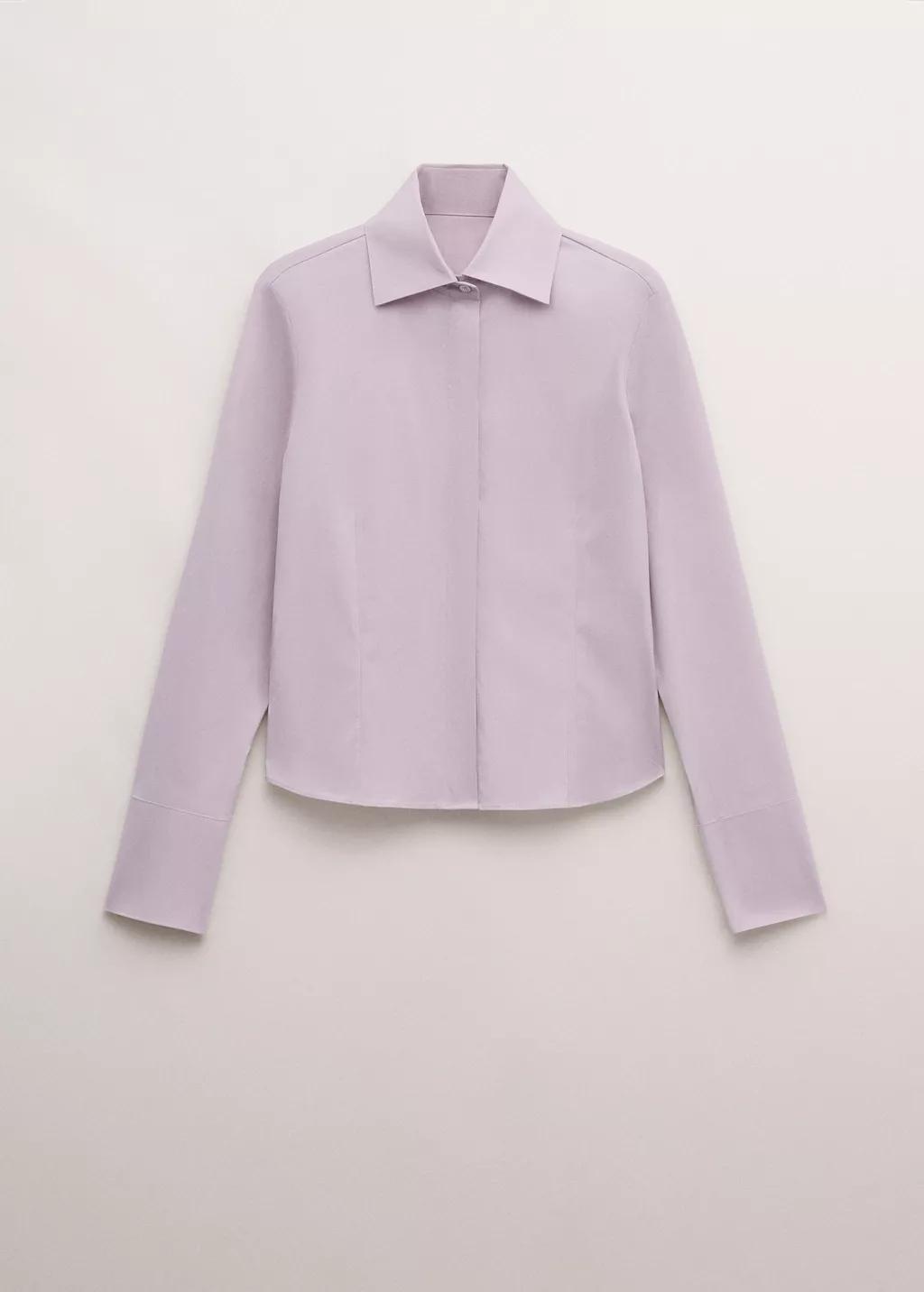 Purple Fitted Cotton Shirt, Light-Pastel Purple, large image number 7