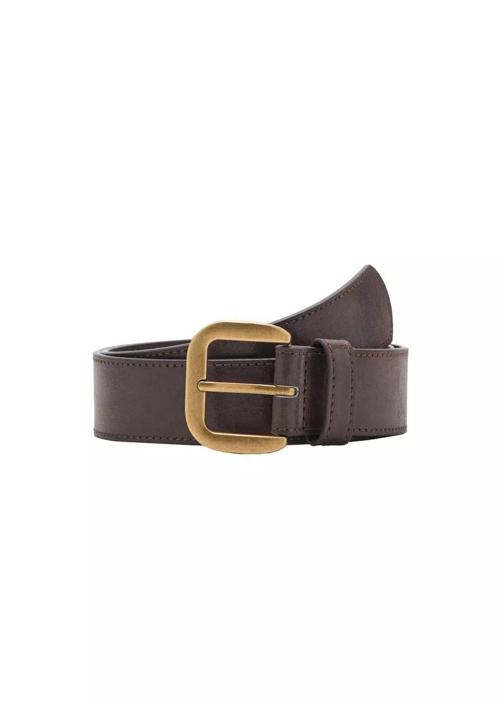 DARK BROWN Square buckle belt, 0201_32, large image number 2