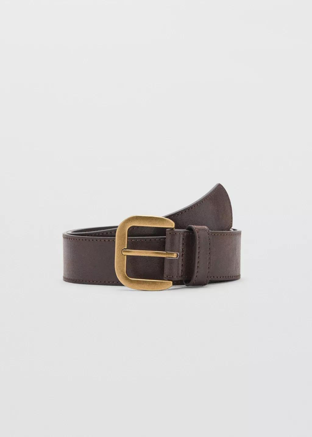 Brown Square Buckle Belt, Dark Brown, large image number 3