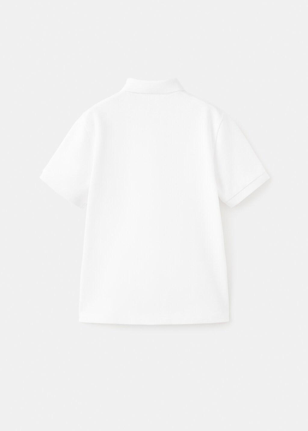 White Cotton Polo Shirt, Kids Boys, White, large image number 1