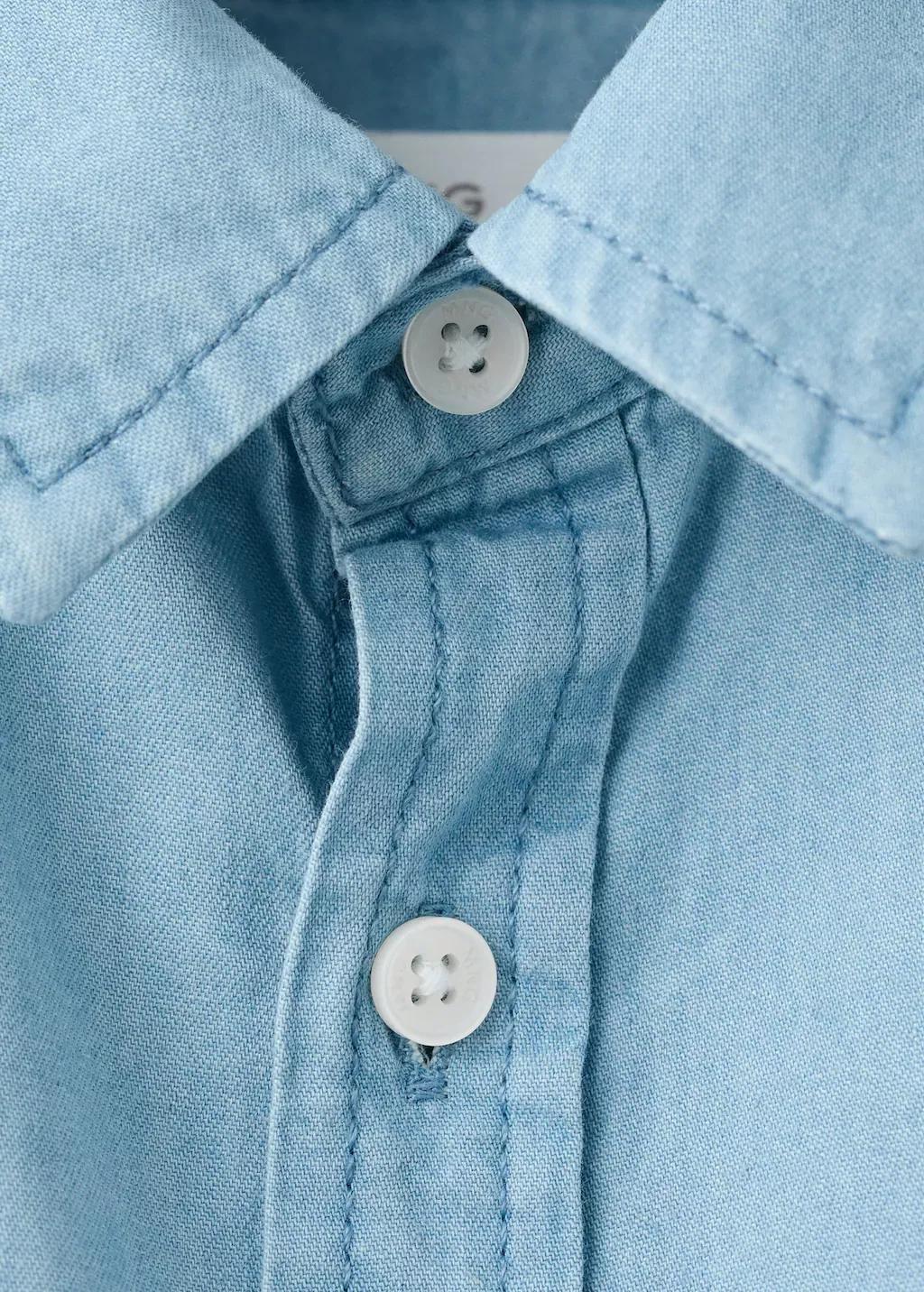 Blue Cotton Denim Shirt, Kids Boy, Open Blue, medium