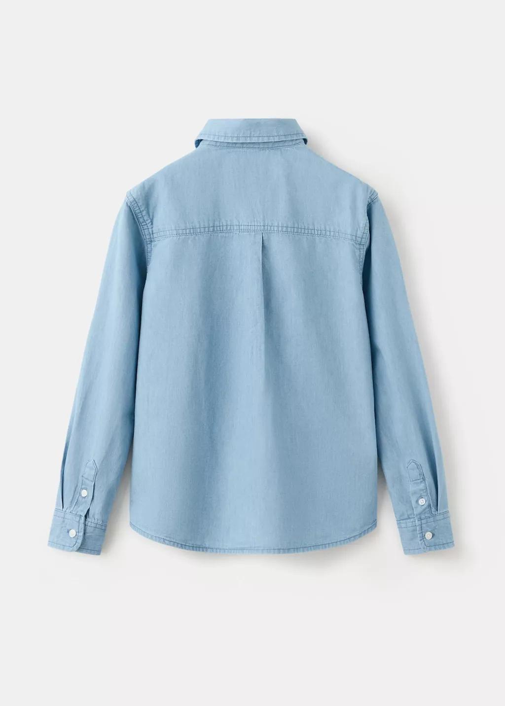 Blue Cotton Denim Shirt, Kids Boy, Open Blue, medium