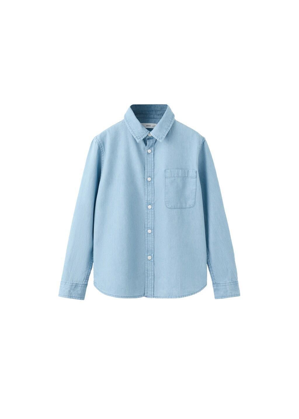 Blue Cotton Denim Shirt, Kids Boy, Open Blue, large image number 4