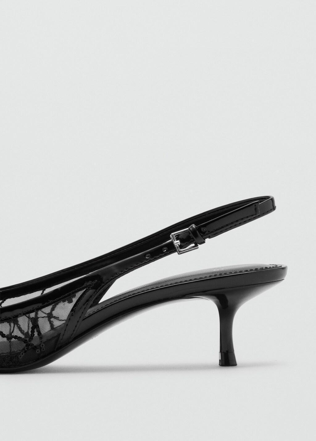 Black Kitten-Heel Shoes Embroidered With Sequins, Black, large image number 1