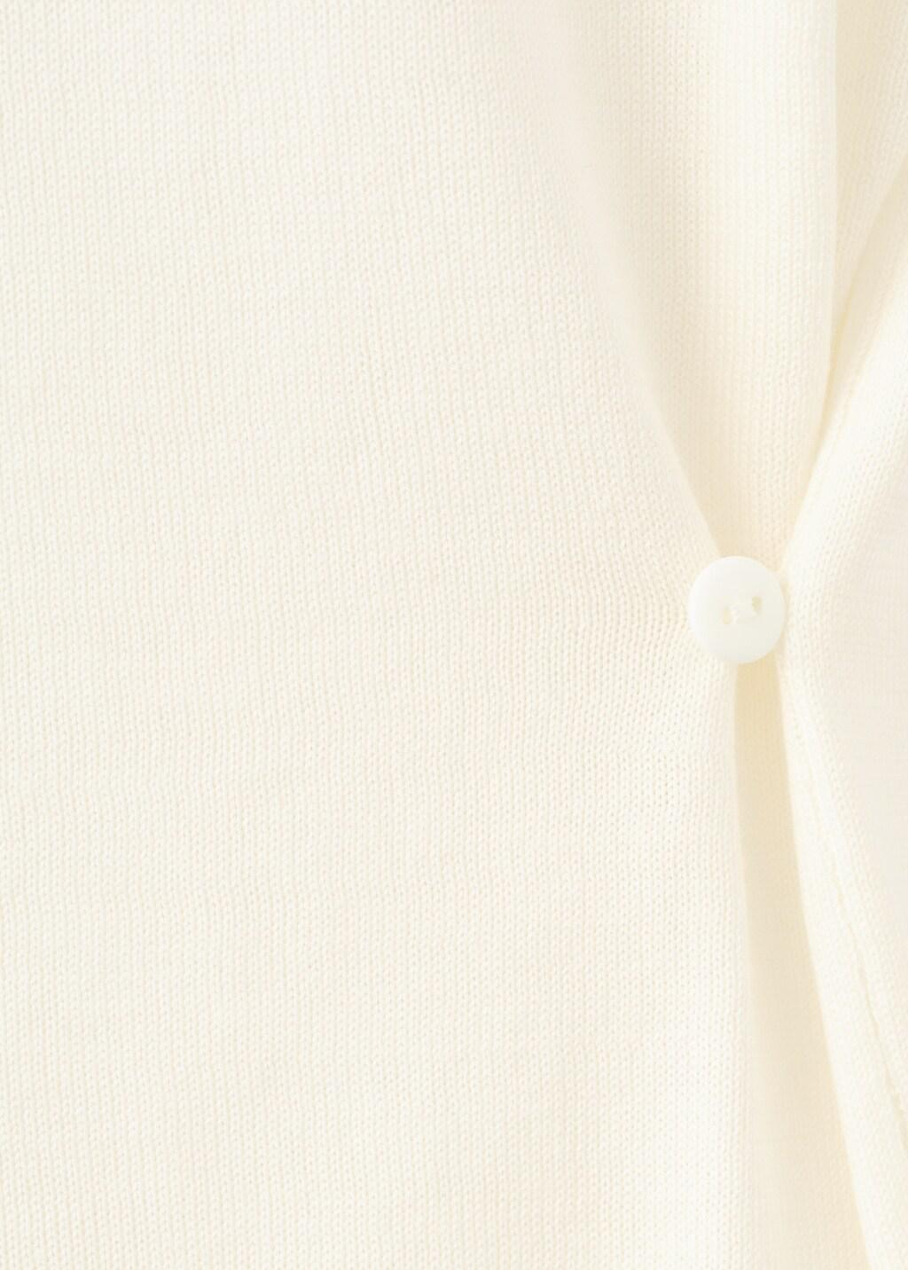 Beige Side Gathered Knitted Top, Light Beige, large image number 1