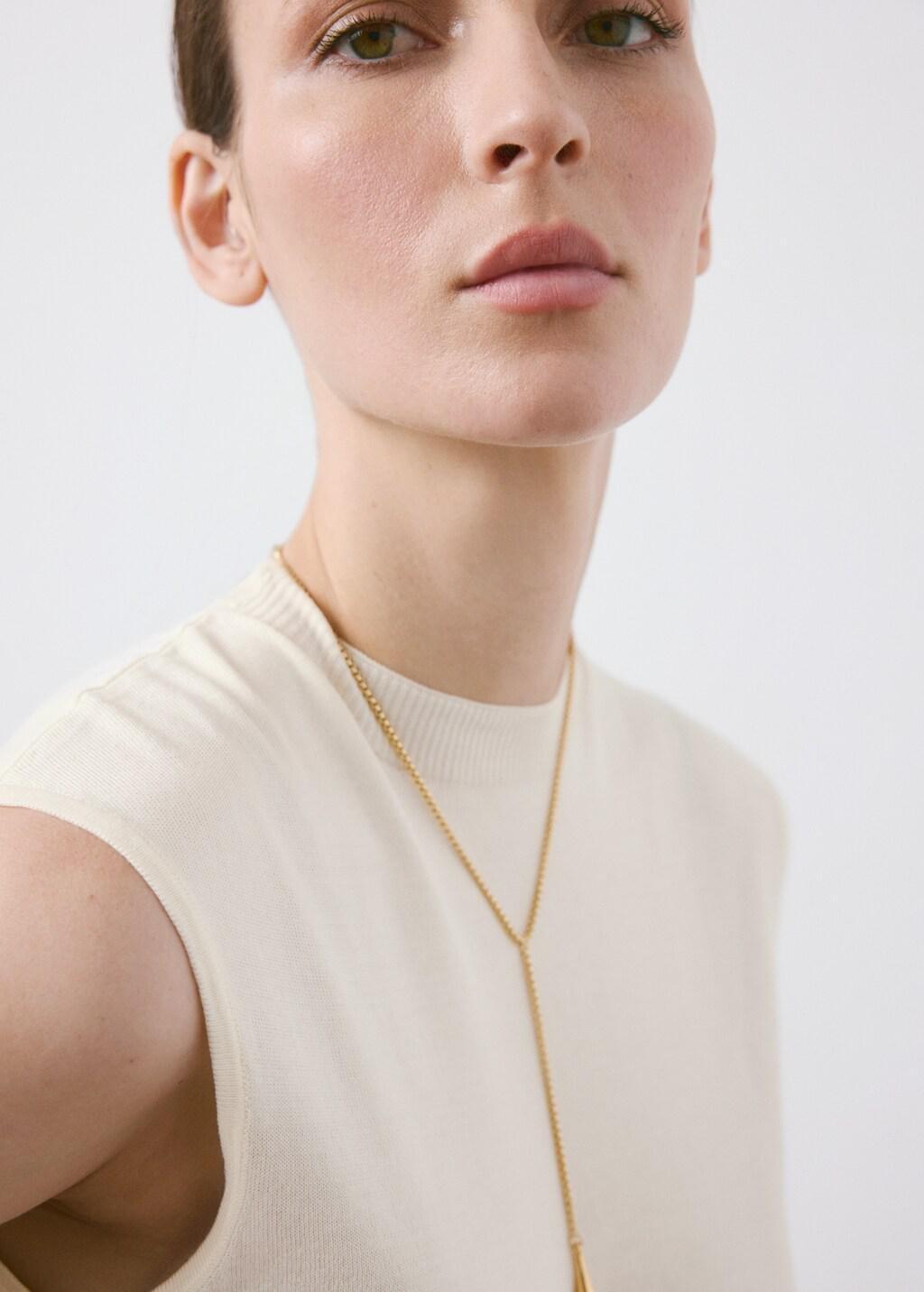 Beige Side Gathered Knitted Top, Light Beige, large image number 4