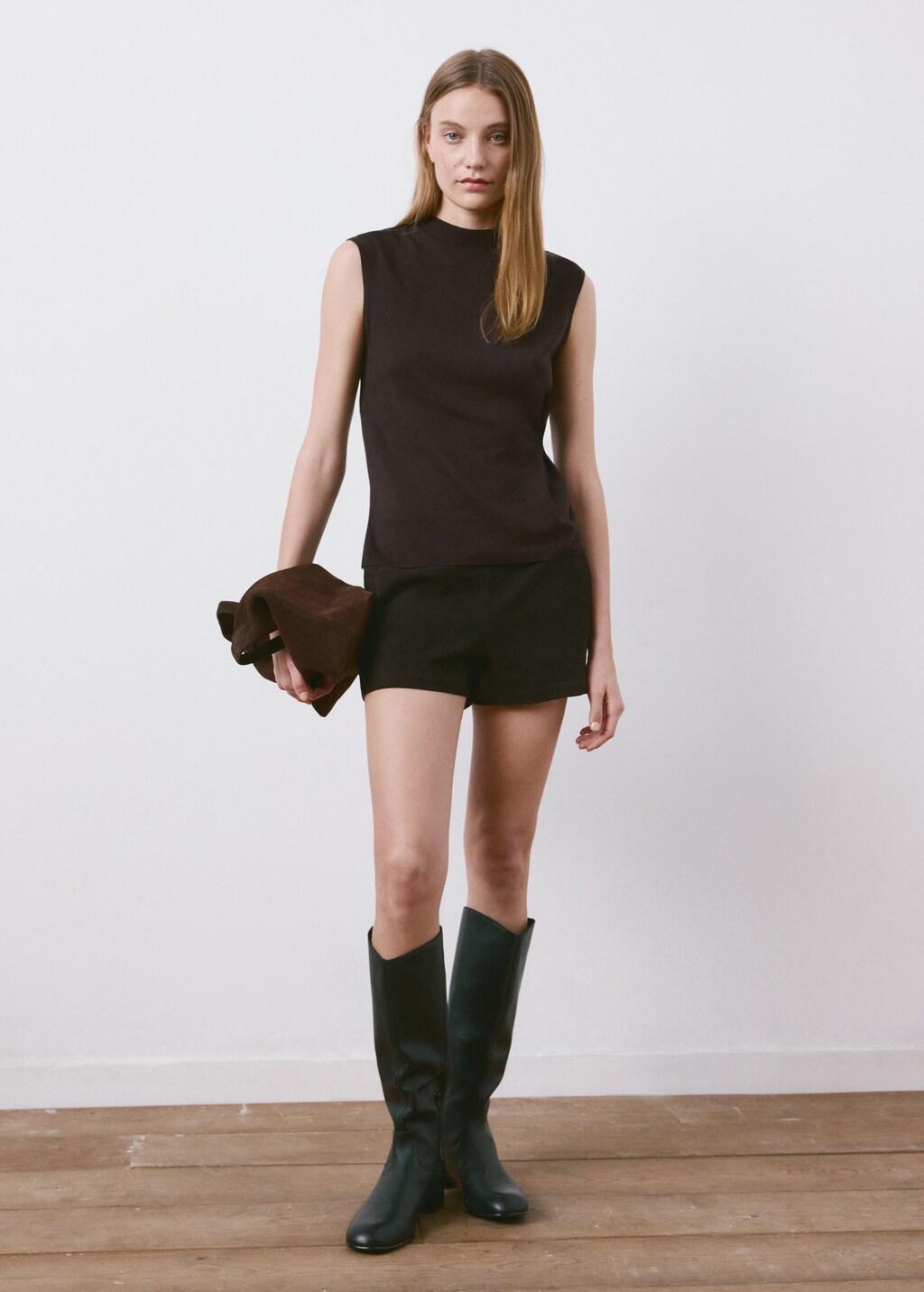 Brown Side Gathered Knitted Top, Dark Brown, large image number 0