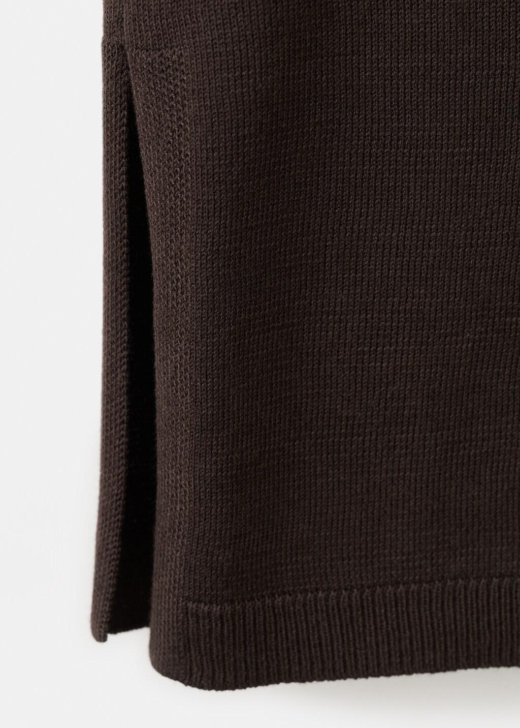 Brown Side Gathered Knitted Top, Dark Brown, large image number 5