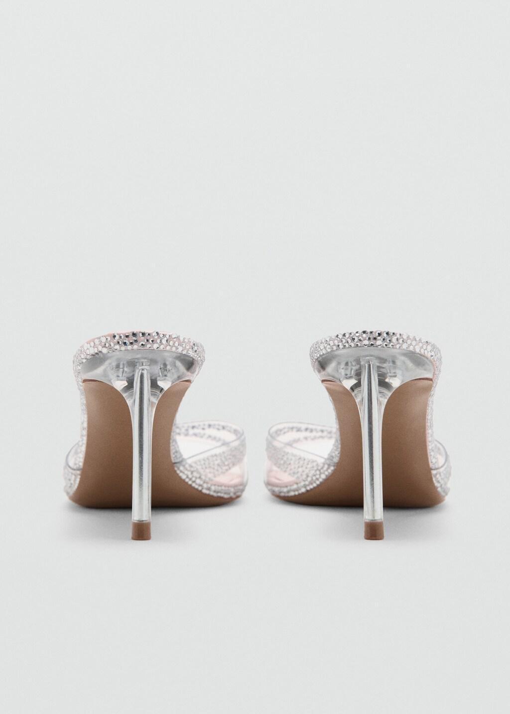 Silverheeled Sandals With Rhinestone Straps, Silver, large image number 1